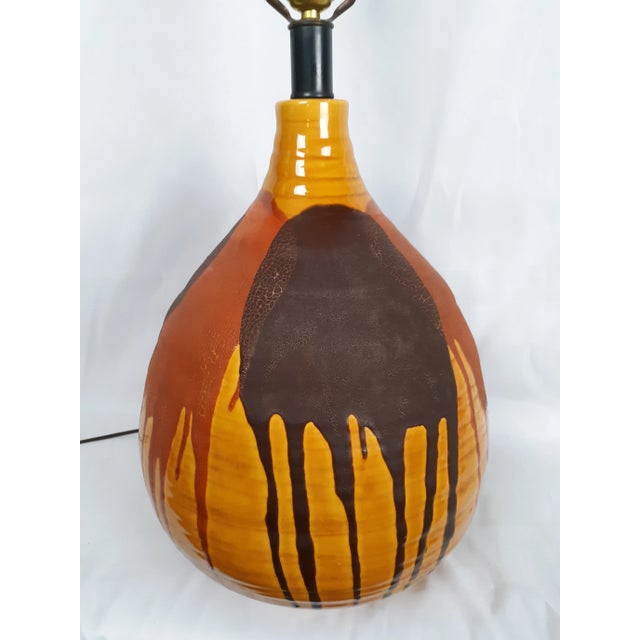 Vintage Large Drip Glaze Table Lamp For Sale In Chicago - Image 6 of 11
