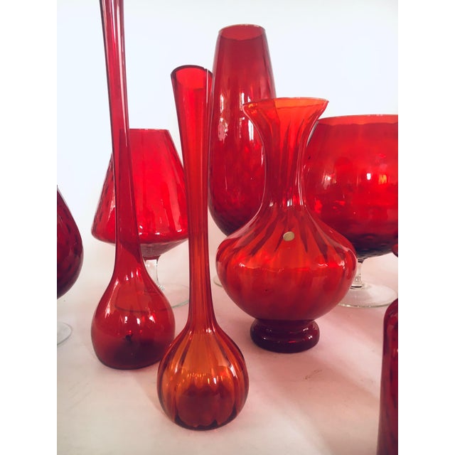 Vintage Red Glass Vases and Decanters, 1960s, Set of 14 For Sale - Image 14 of 18