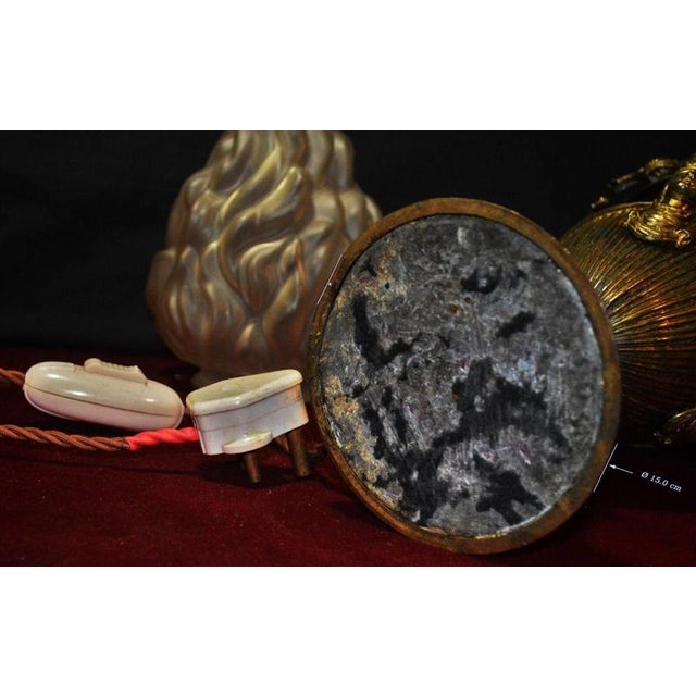 Gothic Revival Bronze Three-Handled Urn Table Lamp with Vianne Flame Shade For Sale - Image 12 of 18