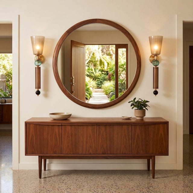 Pair of large mid-century modern Murano glass wall sconces, Italy circa 1990s. Two pairs, four sconces available - sold...