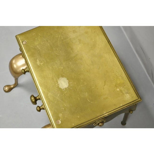 Gold Antique English Victorian Solid Brass Footman Fireplace Trivet For Sale - Image 8 of 11