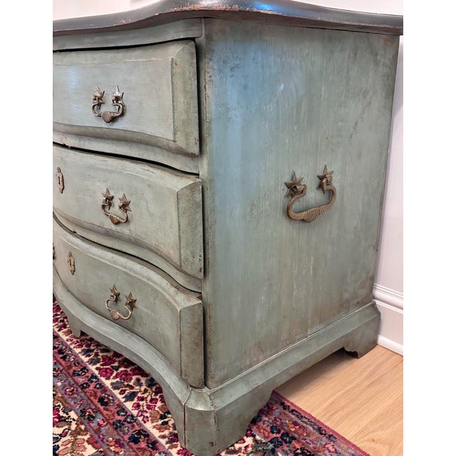 18th Century Swedish Gustavian Painted Chest of Drawers With Original Blue-Green Paint For Sale In New York - Image 6 of 6