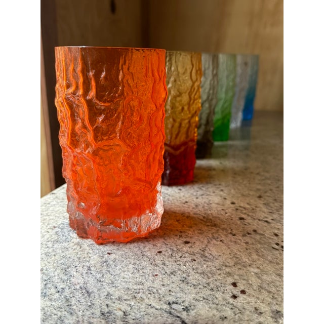 Italian Textured Bark Glasses in the style of Geoffrey Baxter, 1960s, Set of 6 For Sale - Image 9 of 18