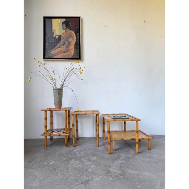 Nesting Tables in Rattan and Wicker, 1970, Set of 4 For Sale - Image 11 of 18