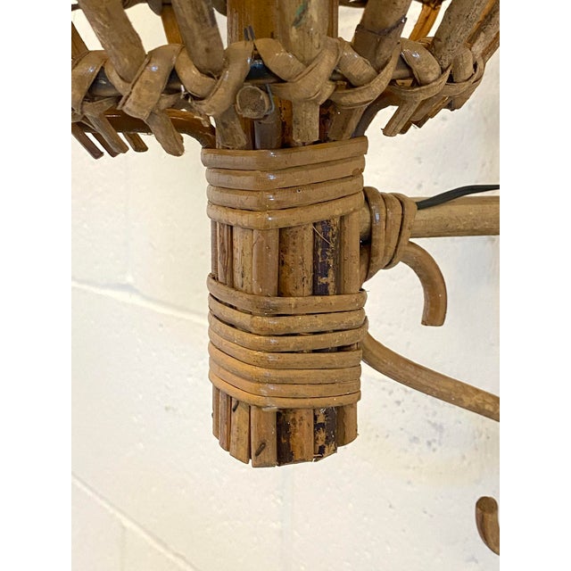 Rattan and Bamboo Wall Lamps, 1970s, Set of 2 For Sale - Image 6 of 8