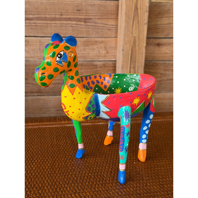Hand-Painted Alebrije-Style Folk Art Giraffe Planter For Sale - Image 10 of 10