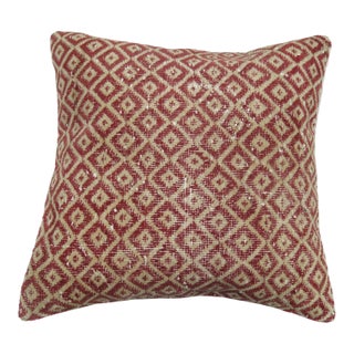 Red Turkish Pillow with Pink Linen Backing For Sale