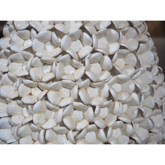 Pair of Tall Italian Pyramidal Creamware Topiaries, H-28 Inches For Sale - Image 12 of 18