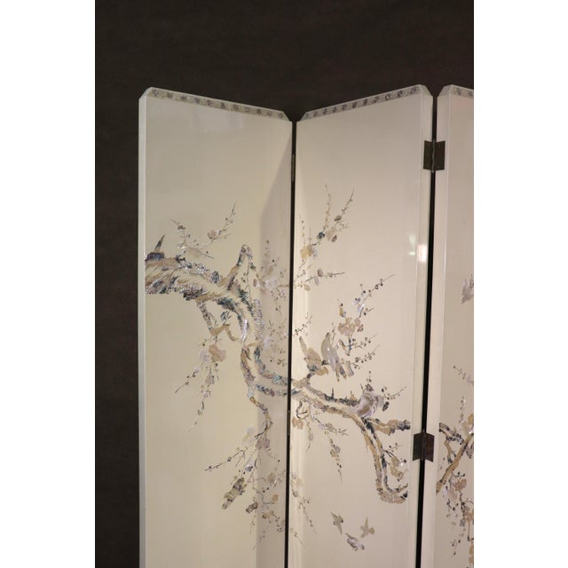 Cream Mid 20th Century Vintage Divider w/ Mother of Pearl For Sale - Image 8 of 12