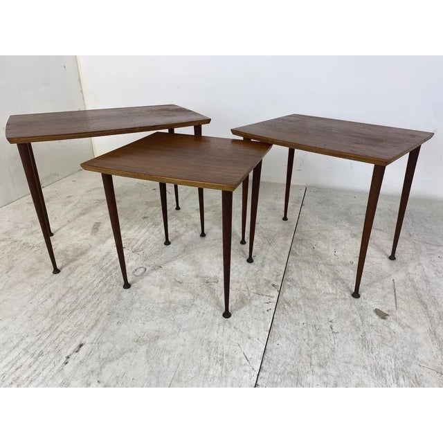 Mid-Century Scandinavian Teak Nesting Tables, Set of 3 For Sale - Image 4 of 9