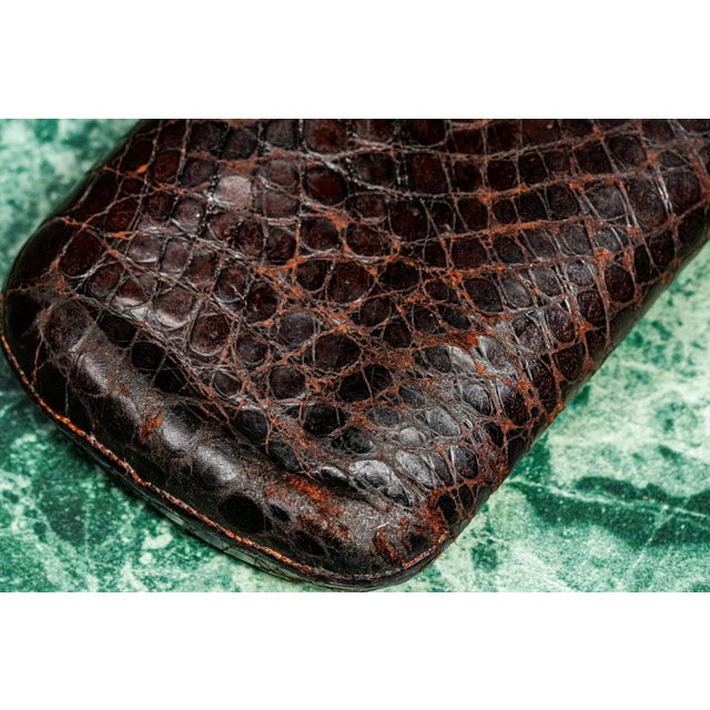 Refined English Antique Leather Sterling Silver Luxury Cigar Case For Sale - Image 4 of 9