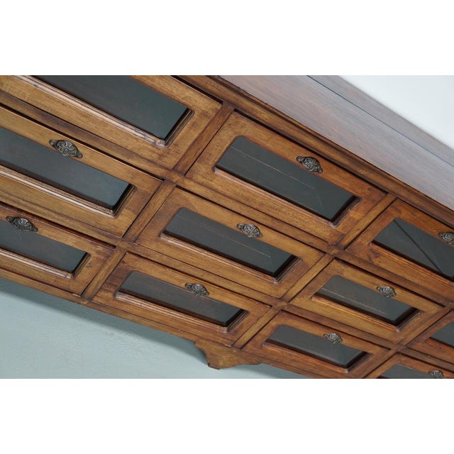 Vintage Dutch Teak Haberdashery Shop Cabinet / Vitrine For Sale - Image 5 of 14