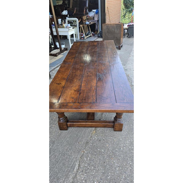 Farmhouse Plank Oak Refrectory Dining Table For Sale - Image 13 of 18