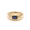 Blue sapphire emerald cut diamond gypsy ring gold Natural blue sapphire flush set ring with pear diamond Vintage signet...