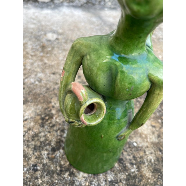 Green 19th Century Folk Art Zoomorphic Ewer, Portuguese Earthenware For Sale - Image 8 of 10