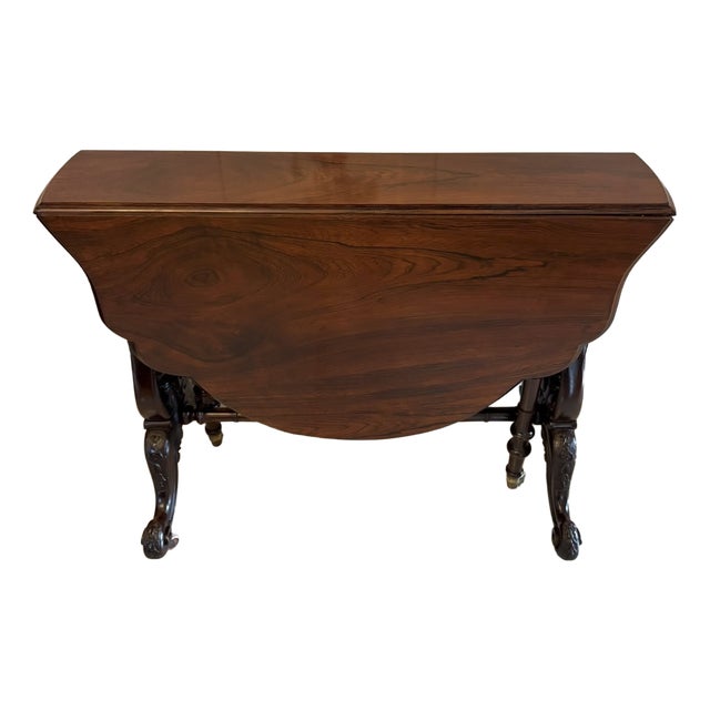 Antique Victorian Rosewood Drop Leaf Sutherland Occasional Table, 1850 For Sale