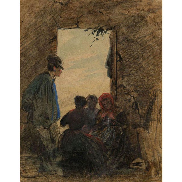 Red Possibly Charles Raymond Chabrillac, French Peasants, Early 19th Century, Watercolour For Sale - Image 8 of 8