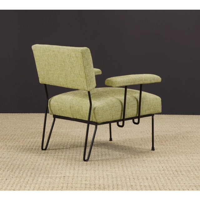 Green Dan Johnson Pacific Iron Attributed Armchair, Mid Century Modern Lounge Chair, Sculptural Iron Frame Chair, Circa 1950s For Sale - Image 8 of 17