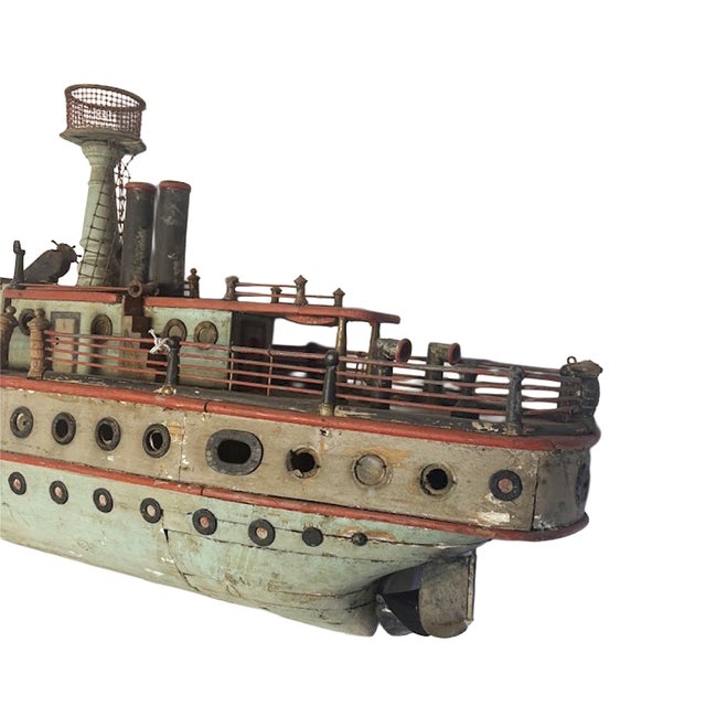 Wood Folk Art Ship Model Early 20th Century For Sale - Image 7 of 13