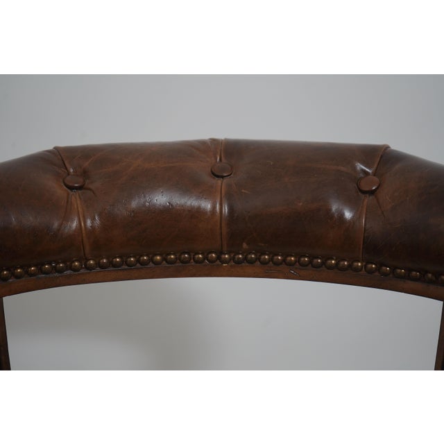 Set of 4 Maitland Smith Gentry Tufted Leather Game Chairs For Sale - Image 10 of 18