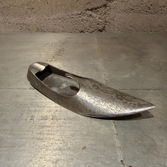 Vintage Indian-Style Slipper Ashtray Silver-Plated Brass For Sale - Image 4 of 10