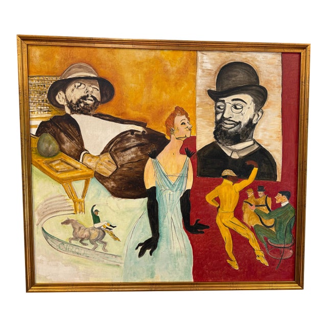 One of a Kind Original Oil on Canvas, School of Henri Toulouse-Lautrec: Large (Restored and Reframed) For Sale