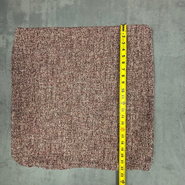 Handmade Designer Fabric Pillow Cover 22x22 Burgundy Brown Textured Weave New For Sale - Image 4 of 6