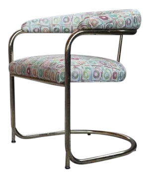 Post Modern Brass Gold Bent Chrome Cantilever Chair Attributed to Thonet, Anton Lorenz