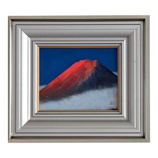 1950s Nobuyuki Shimizu Mount Fuji Japanese Style Painting in Original Modern Frame For Sale