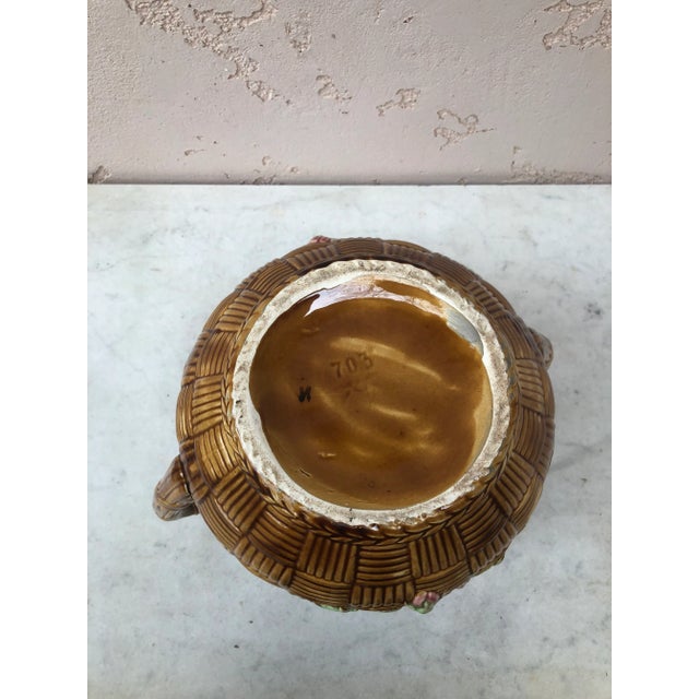 Ceramic Circa 1890 French Majolica Jardinière With Flowers Onnaing For Sale - Image 7 of 8