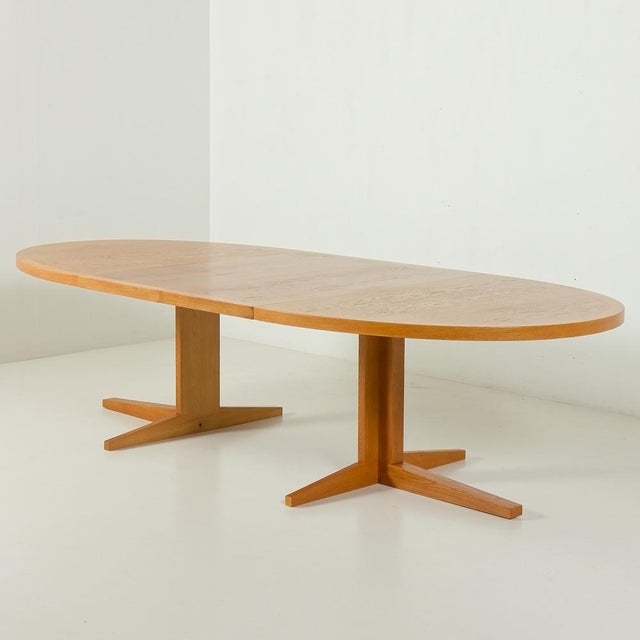 Large Danish Oval Extendable Table in Oak attributed to Skovby, 1970s For Sale - Image 9 of 18