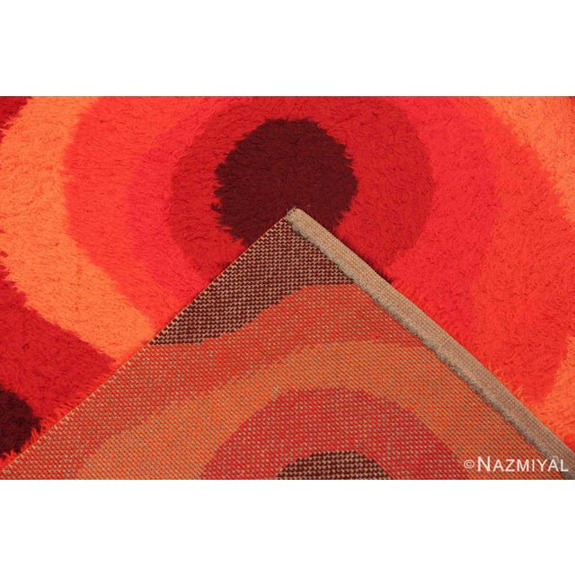 Nazmiyal Collection Red Vintage Scandinavian Swedish Rya Shag Rug For Sale In New York - Image 6 of 6