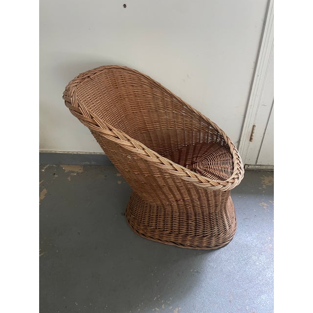 1960s Vintage Wicker Pod Bucket Chair For Sale - Image 5 of 6