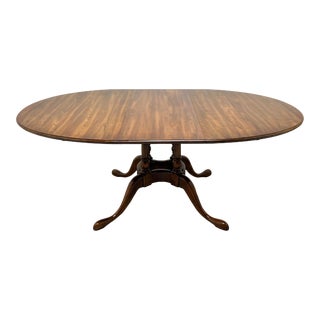 Statton Oxford Cherry Queen Anne Birdcage Pedestal Dining Table For Sale