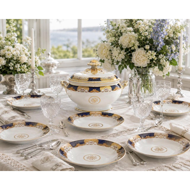 Traditional Mottahedeh Golden Butterfly Soup Bowls, Set of 8 For Sale - Image 3 of 4