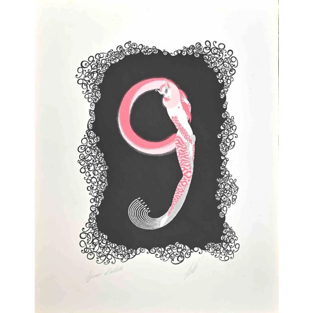 Modern Erté, Le 9, Lithograph, 1968 For Sale - Image 3 of 3