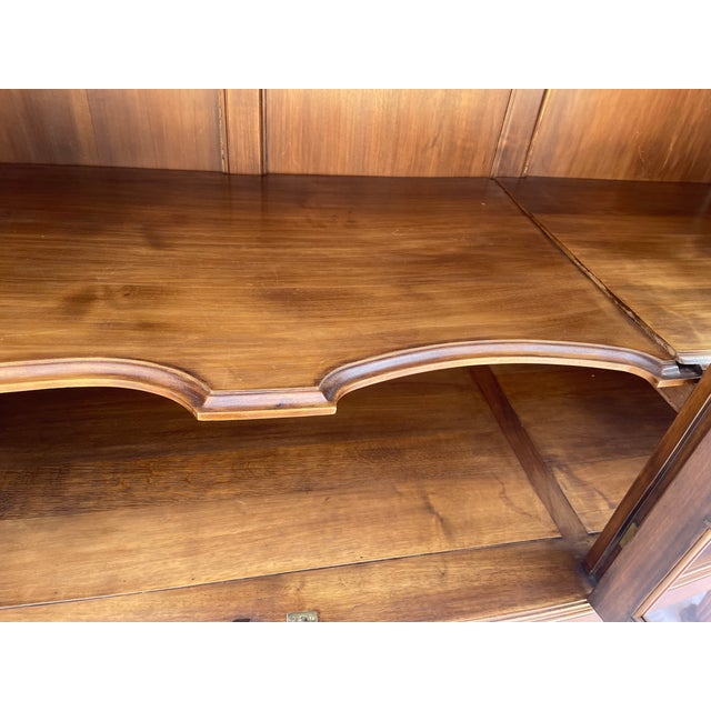 Large Walnut Buffet with Carved Legs and Royal Rouge Griotte Marble Top, 19th Century For Sale - Image 4 of 18