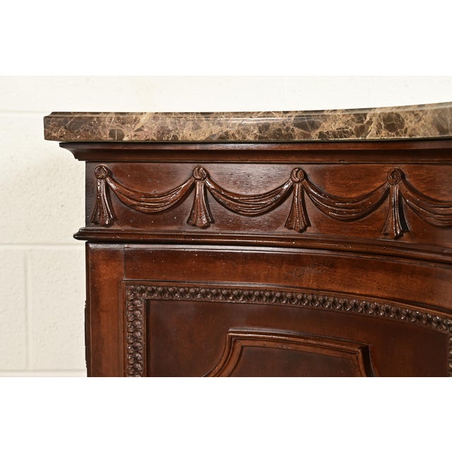 Bernhardt French Regency Louis XVI Carved Mahogany Marble Top Sideboard Credenza For Sale - Image 9 of 15