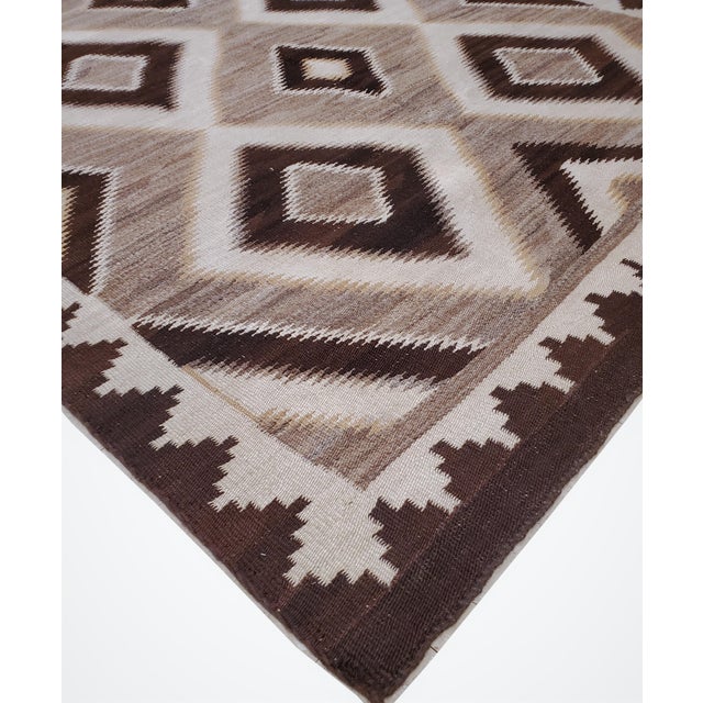 Antique Navajo Carpet, Handmade Wool, Ivory, Beige, Gray and Brown For Sale - Image 13 of 18