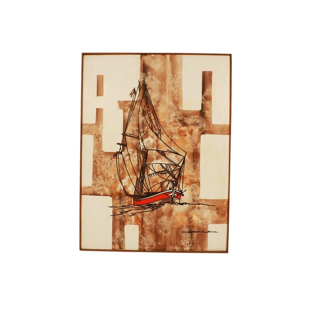 Michael Quincy Rothwell Mid Century Abstract Expressionist Original Oil Painting Signed For Sale