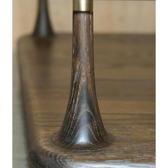 Glass & Seared Oak Two Tier Coffee Table For Sale - Image 6 of 18