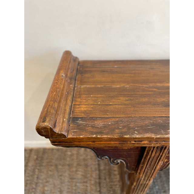 1910s Antique Asian Wood Alter Console Table For Sale - Image 5 of 10