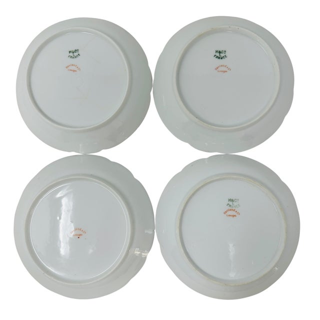 Set of 4 Antique Haviland Limoges Saucers | Schleiger 453d Violets & Daisies Pattern | French Porcelain 1888-1896 For Sale - Image 10 of 10