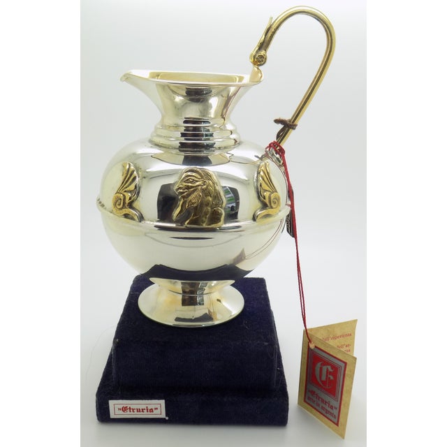 Traditional 4oz. Vintage Italian Genuine Silver Gilded Assyrian Persian Vase Etruria Firenze Toscana Tuscany For Sale - Image 3 of 18