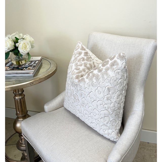 Not Yet Made - Made To Order Pearl Leopard 20x20 Velvet Throw Pillow With Feather Down Insert For Sale - Image 5 of 9