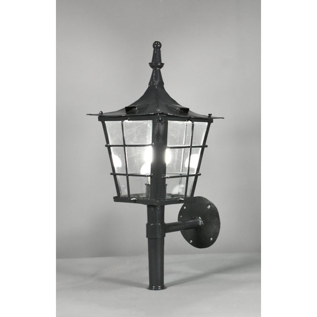 Metal Vintage French Exterior Lantern in Steel, 1920s For Sale - Image 7 of 16