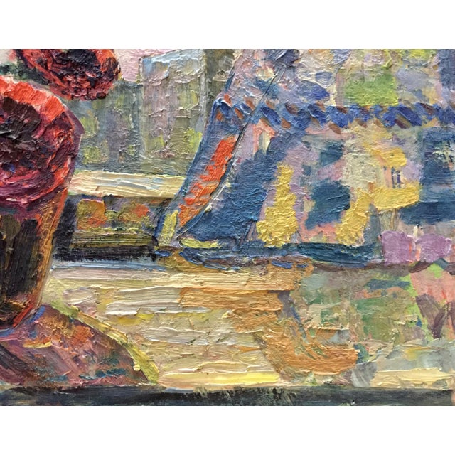 1970s Oil Painting on the Window For Sale - Image 10 of 12