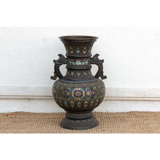 Massive Chinese Cloisonne Enamel Floor Vase For Sale - Image 11 of 11