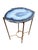 Unusual Modern Handcrafted Drinks Table. Oval Pale gray Geode with dark gray contrasting edge on a gilded steel base.