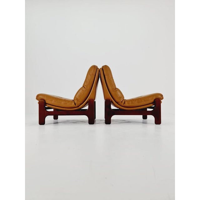 Gold Mid-Century Armchairs in Leather and Walnut Wood, Sweden, 1960s For Sale - Image 8 of 11